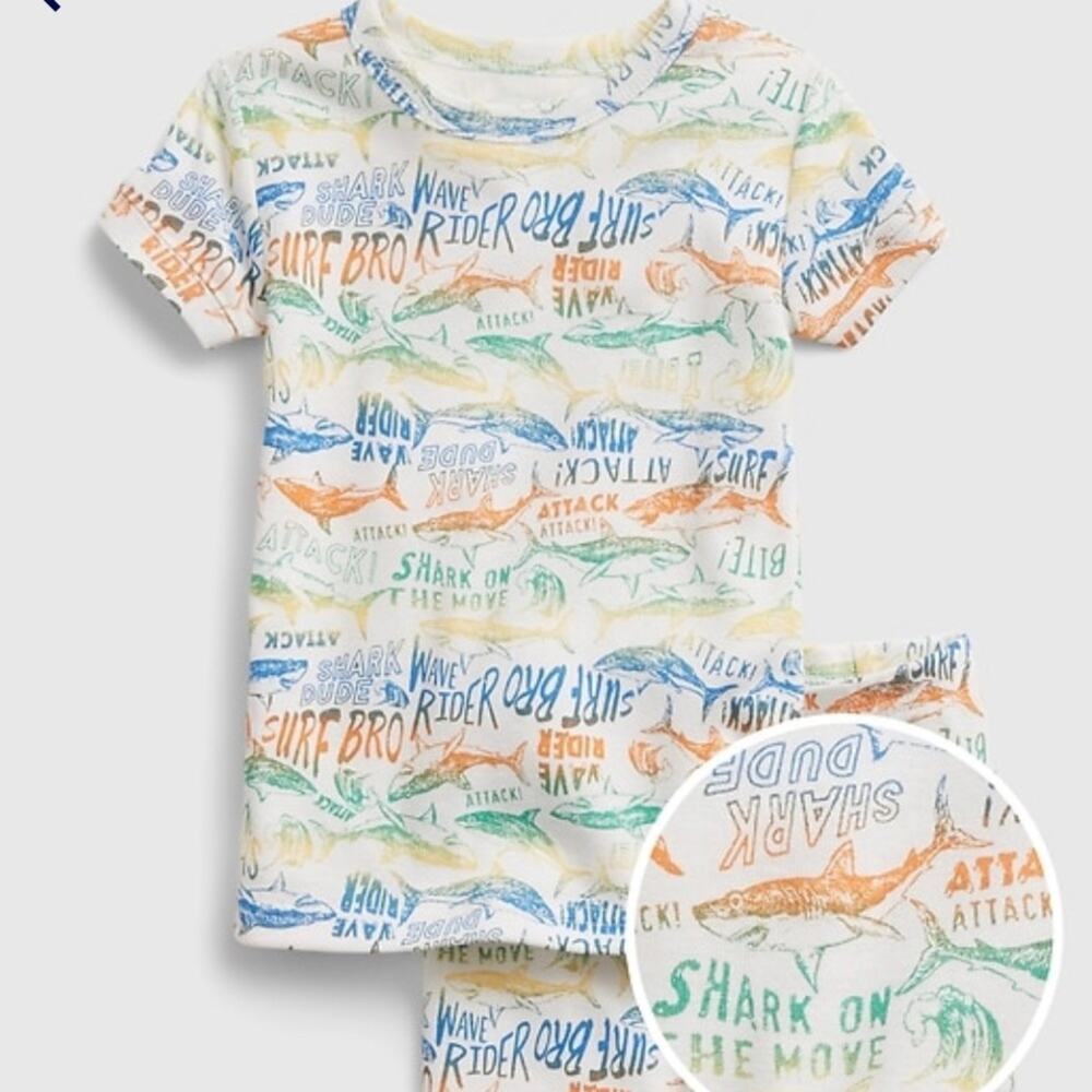 NWT BabyGap Organic Cotton Shark PJ Set (Size 2T)